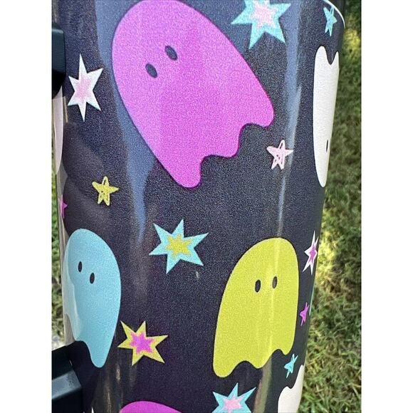 Halloween Pastel Ghost Stainless Insulated 40oz Tumbler Handle Lid Straw - Picture 2 of 8